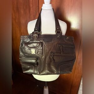 ⚜️VIA REPUBBLICA GENUINE LEATHER HANDBAG IN BROWN MADE IN ITALY!!